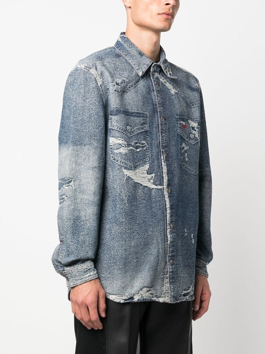 Distressed denim store shirts