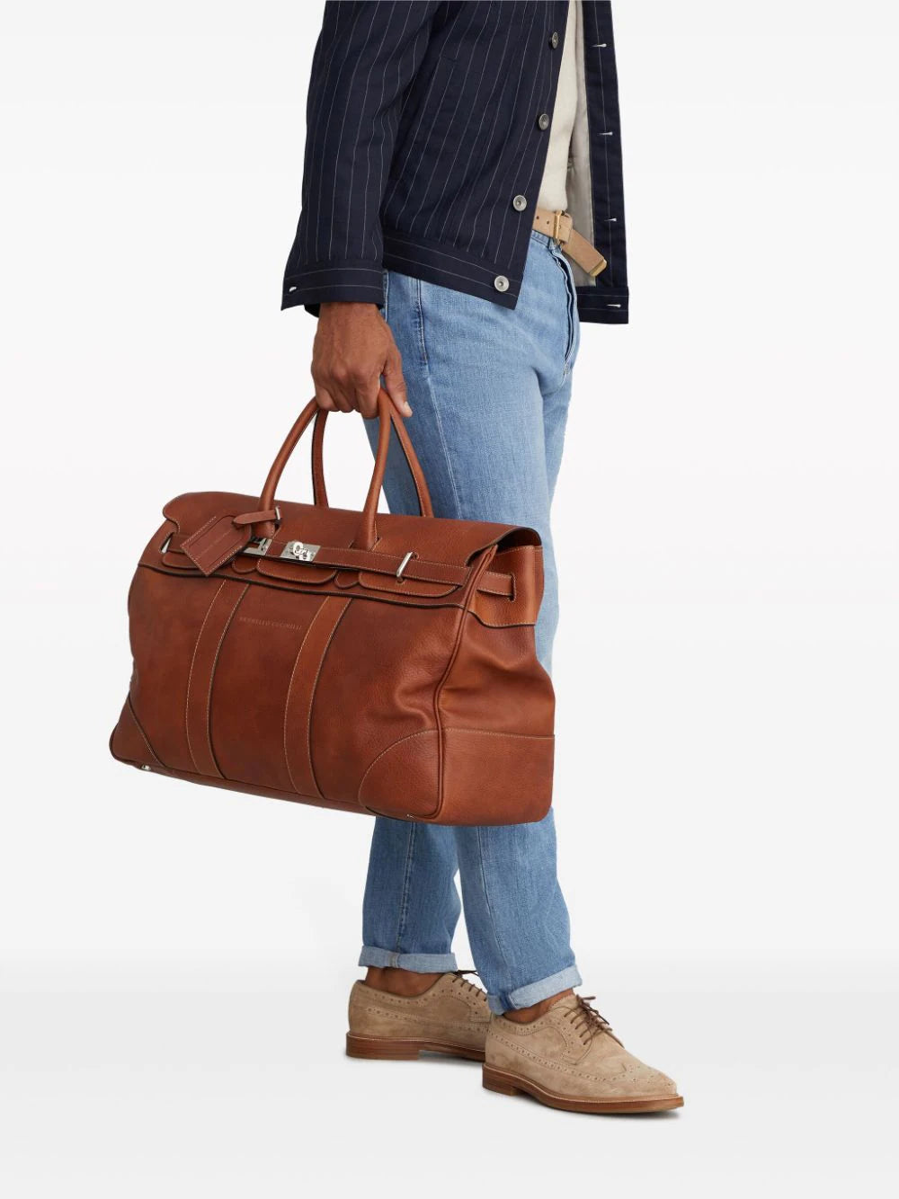 Top-Handle Leather Holdall Bag