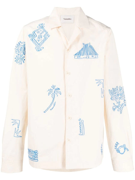Embroidered-Design Long-Sleeve Shirt