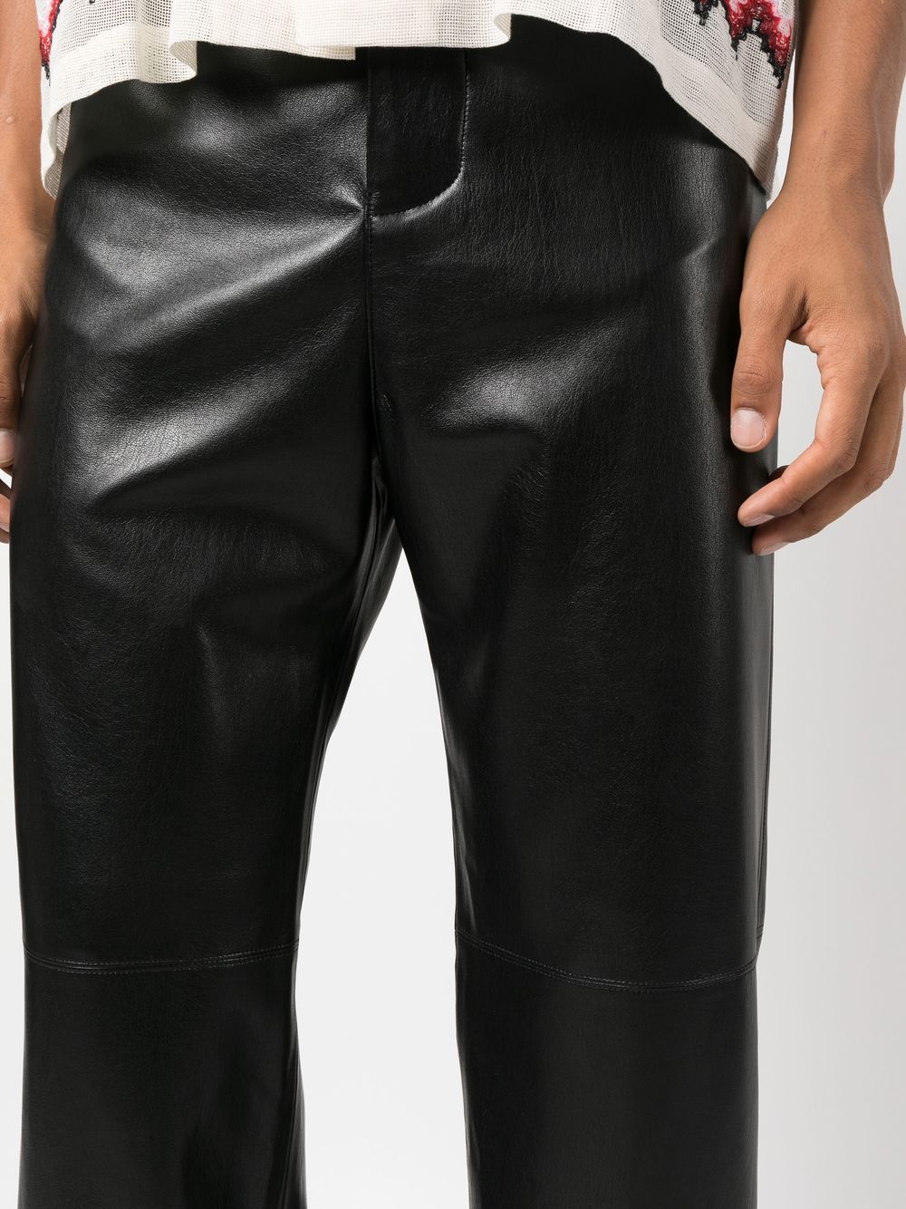 Faux-Leather Straight-Leg Trousers