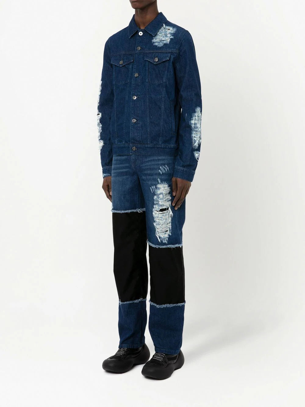 Distressed Straight-Leg Jeans