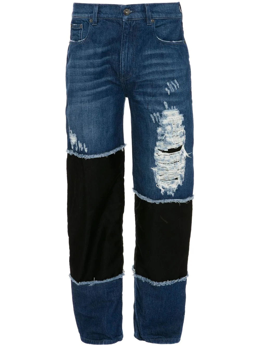 Distressed Straight-Leg Jeans