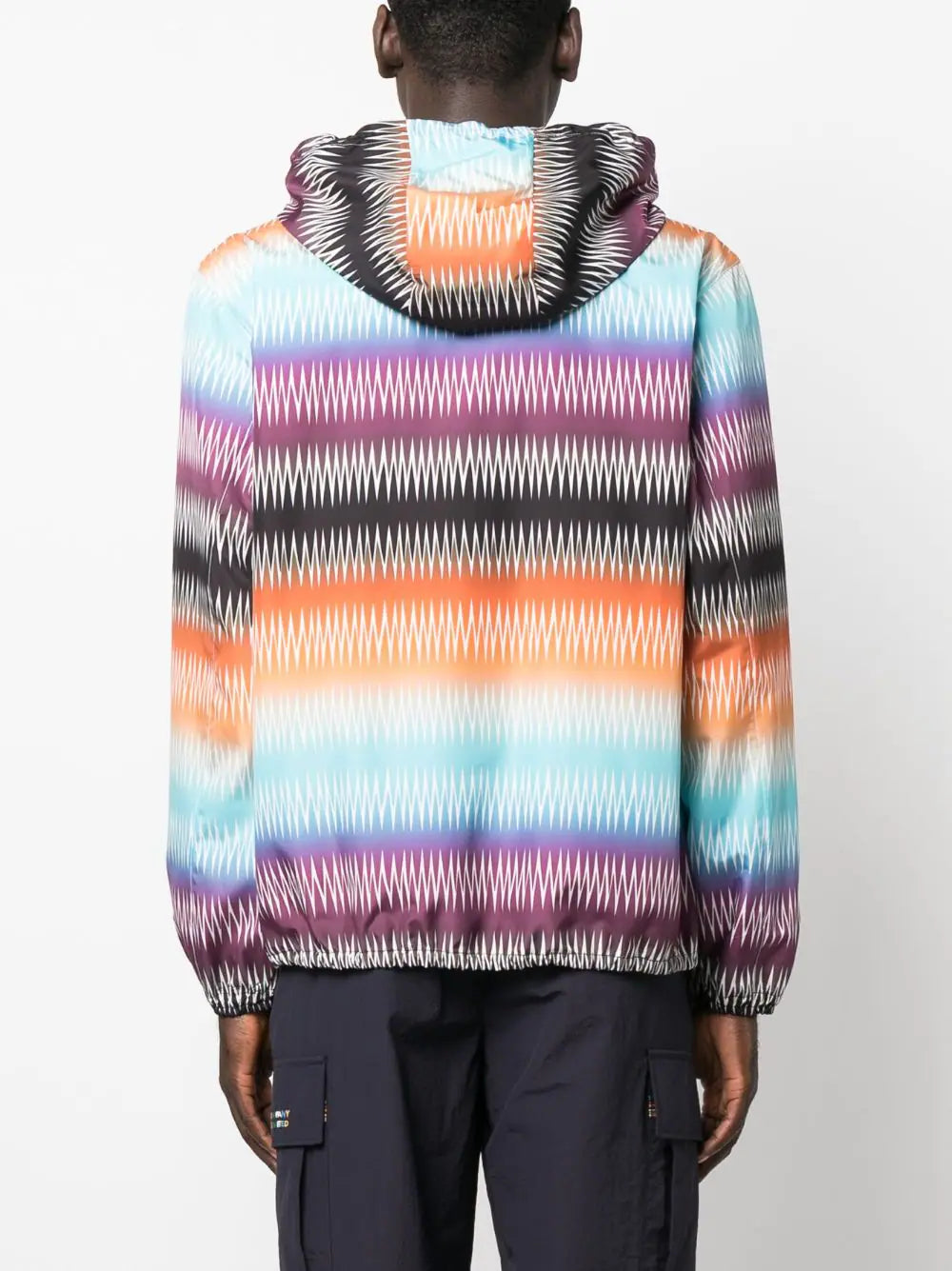 Gradient Zigzag-Print Hooded Jacket