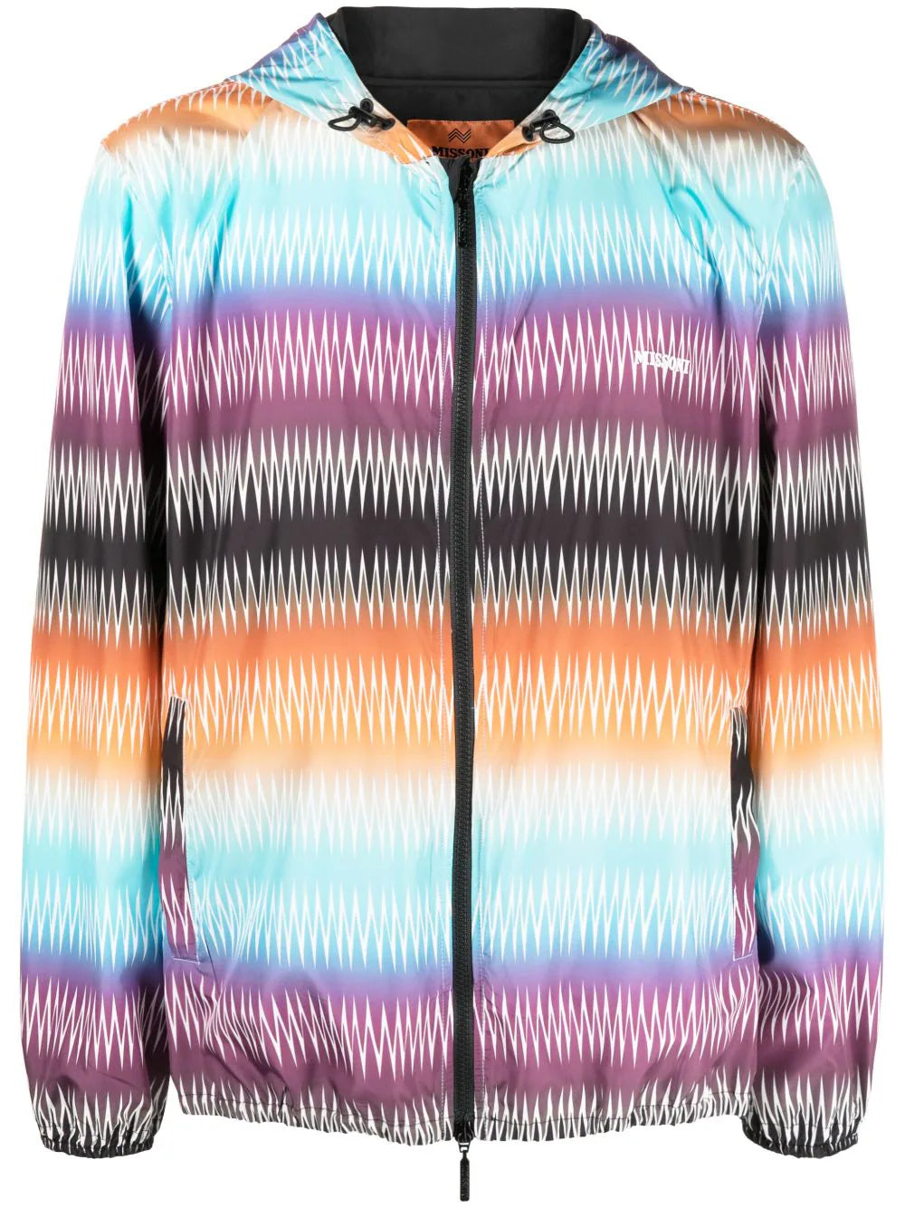 Gradient Zigzag-Print Hooded Jacket