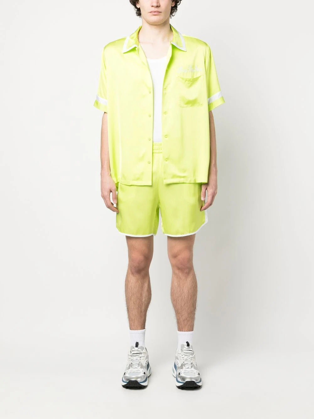 Contrasting-Sides Track Shorts