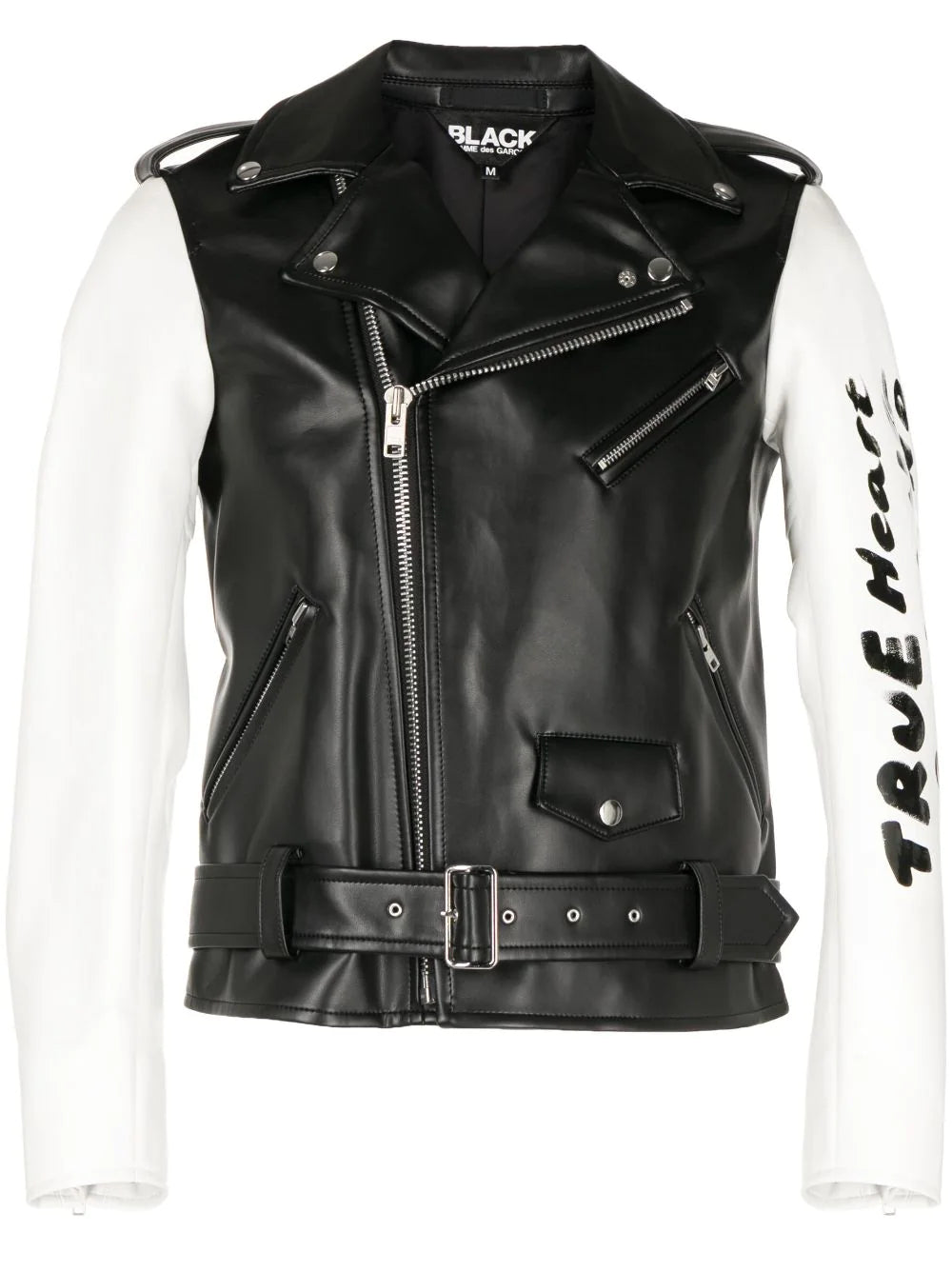 Contrasting-Sleeves Biker Jacket