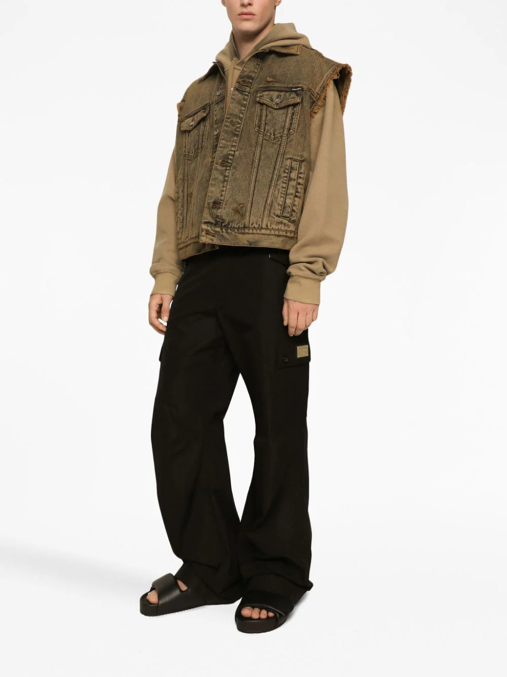 Cargo-Pocket Logo-Plaque Cotton Trousers