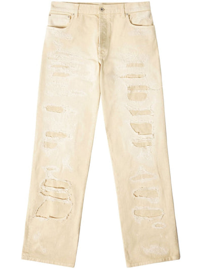 Straight-Leg Distressed-Finish Jeans