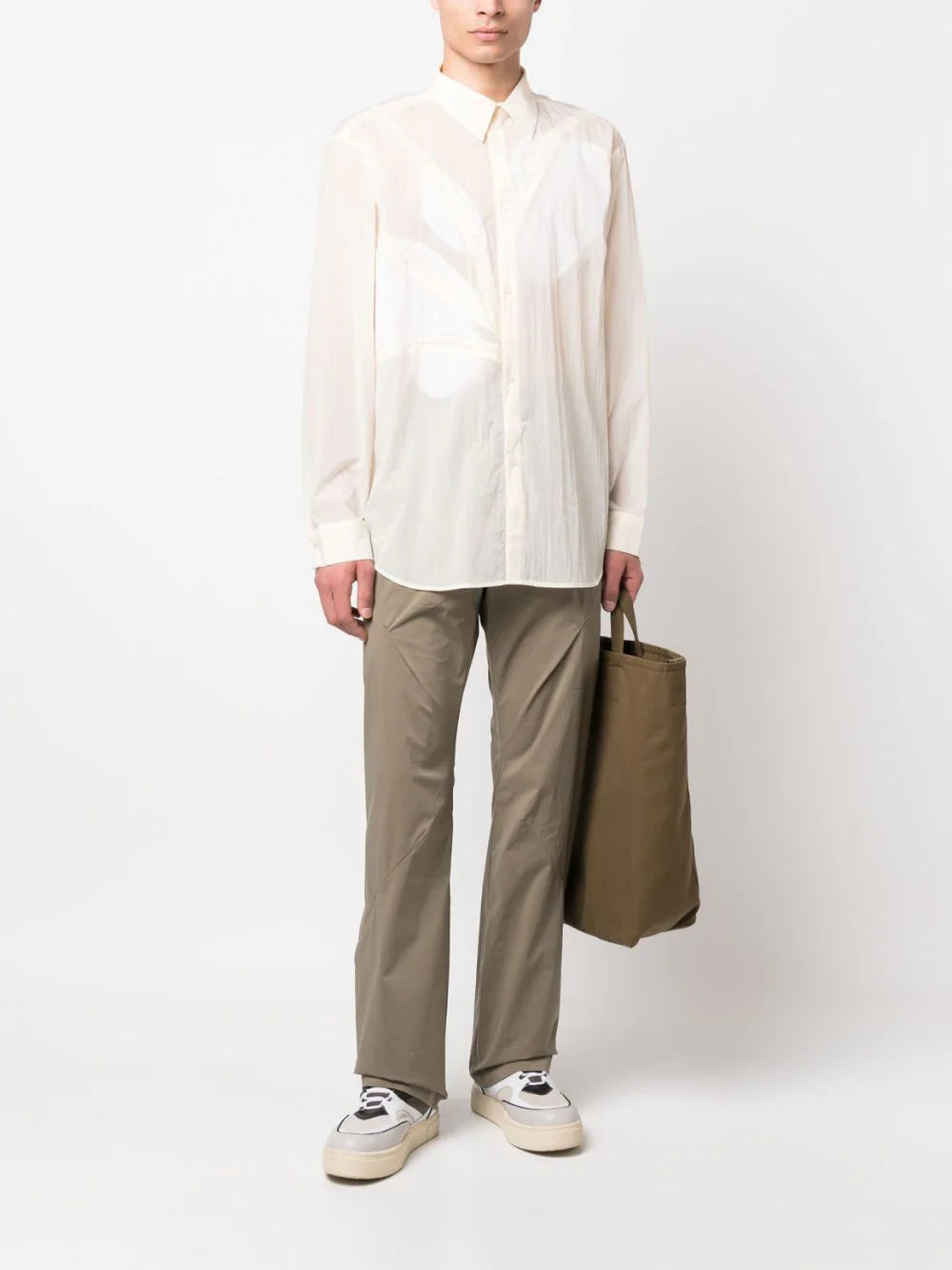 Semi-Sheer Zip-Pocket Shirt