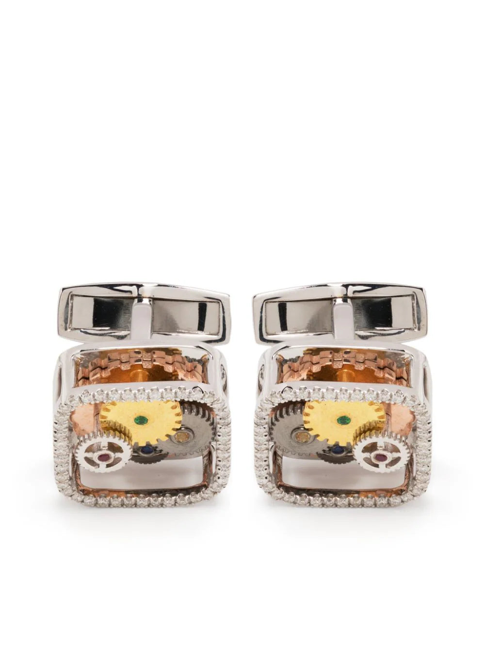 Crystal-Embellished Square Cufflinks