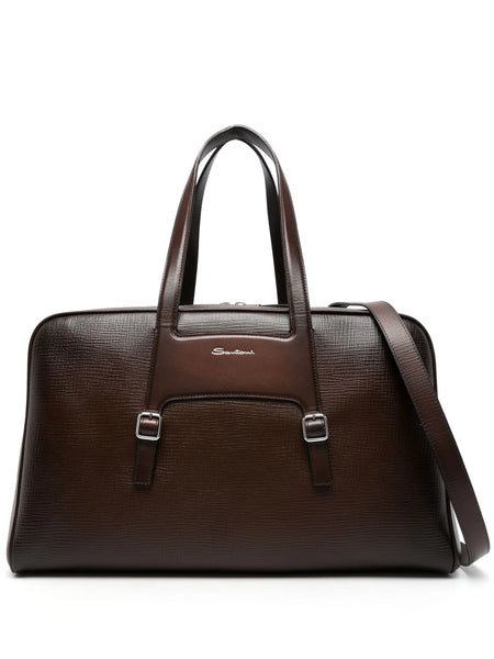 Logo-Lettering Leather Holdall