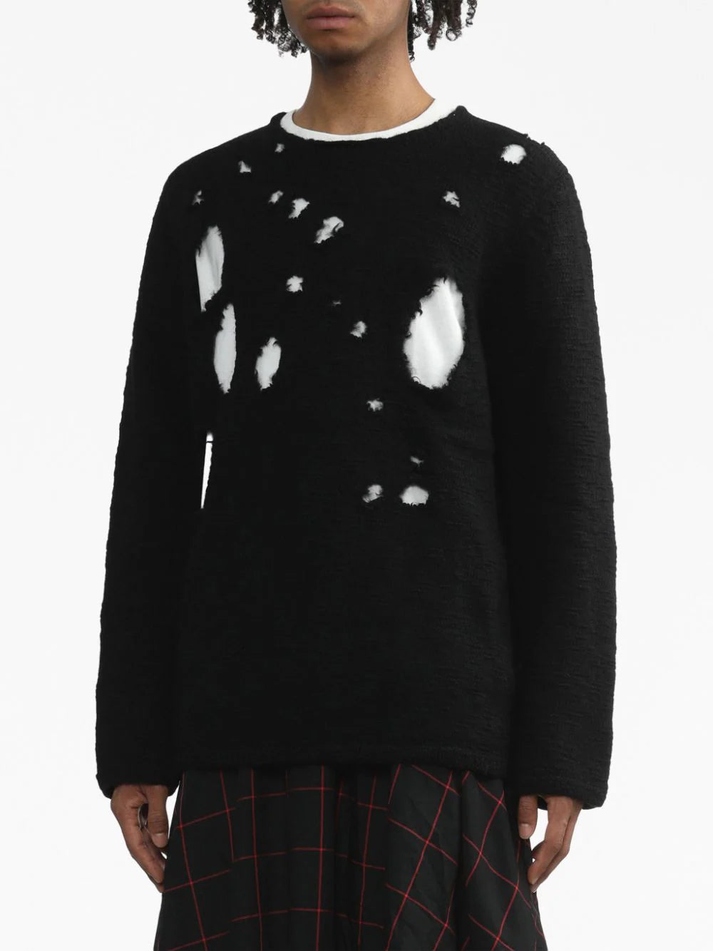 Distressed-Effect Wool Jumper