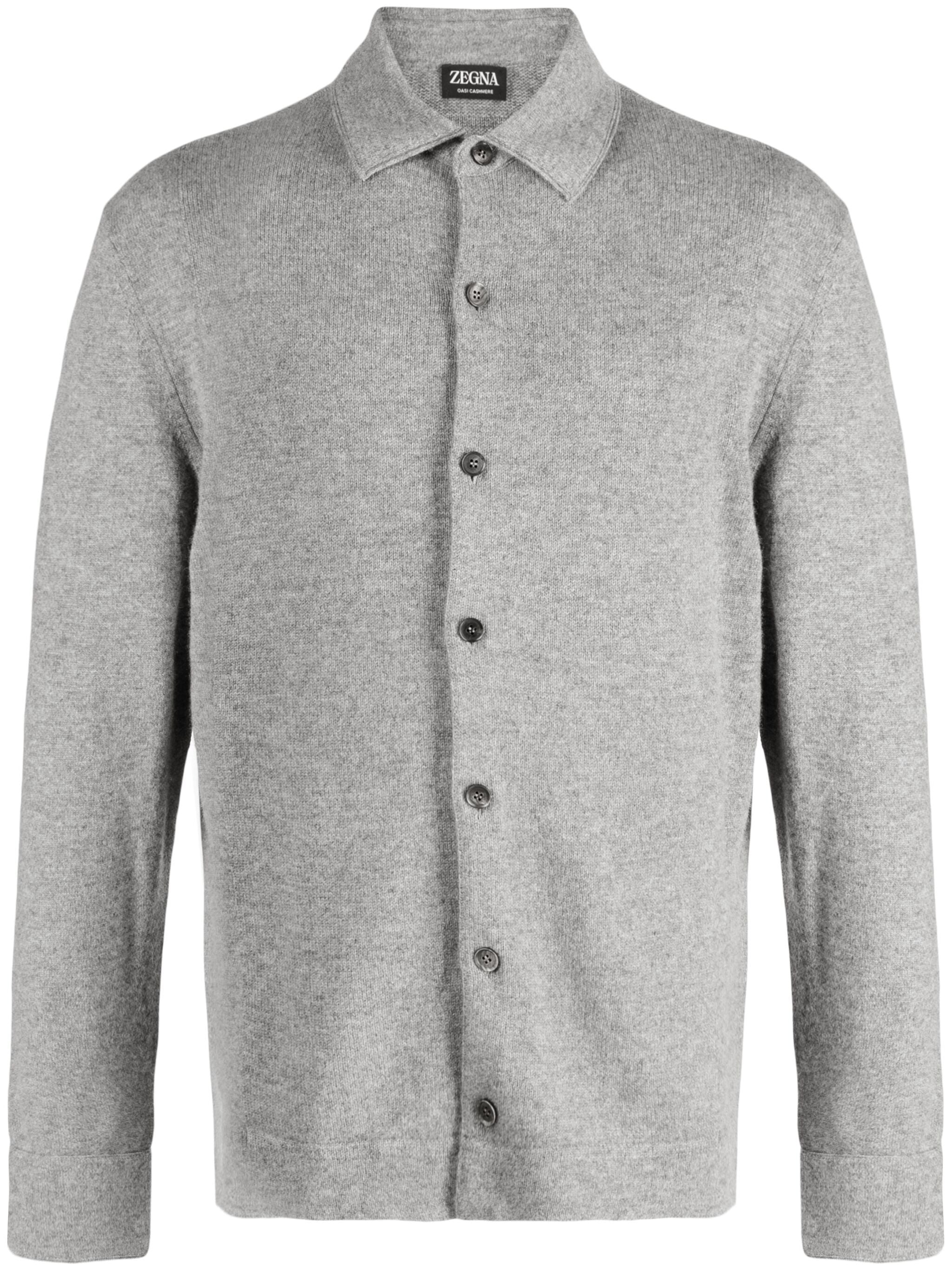 Classic-Collar Cashmere Cardigan