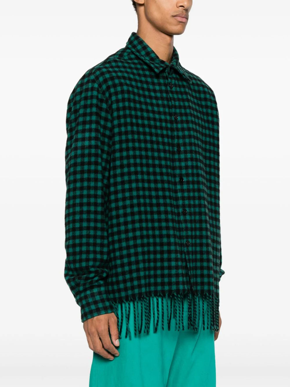 Fringed Checked Wool Shirt