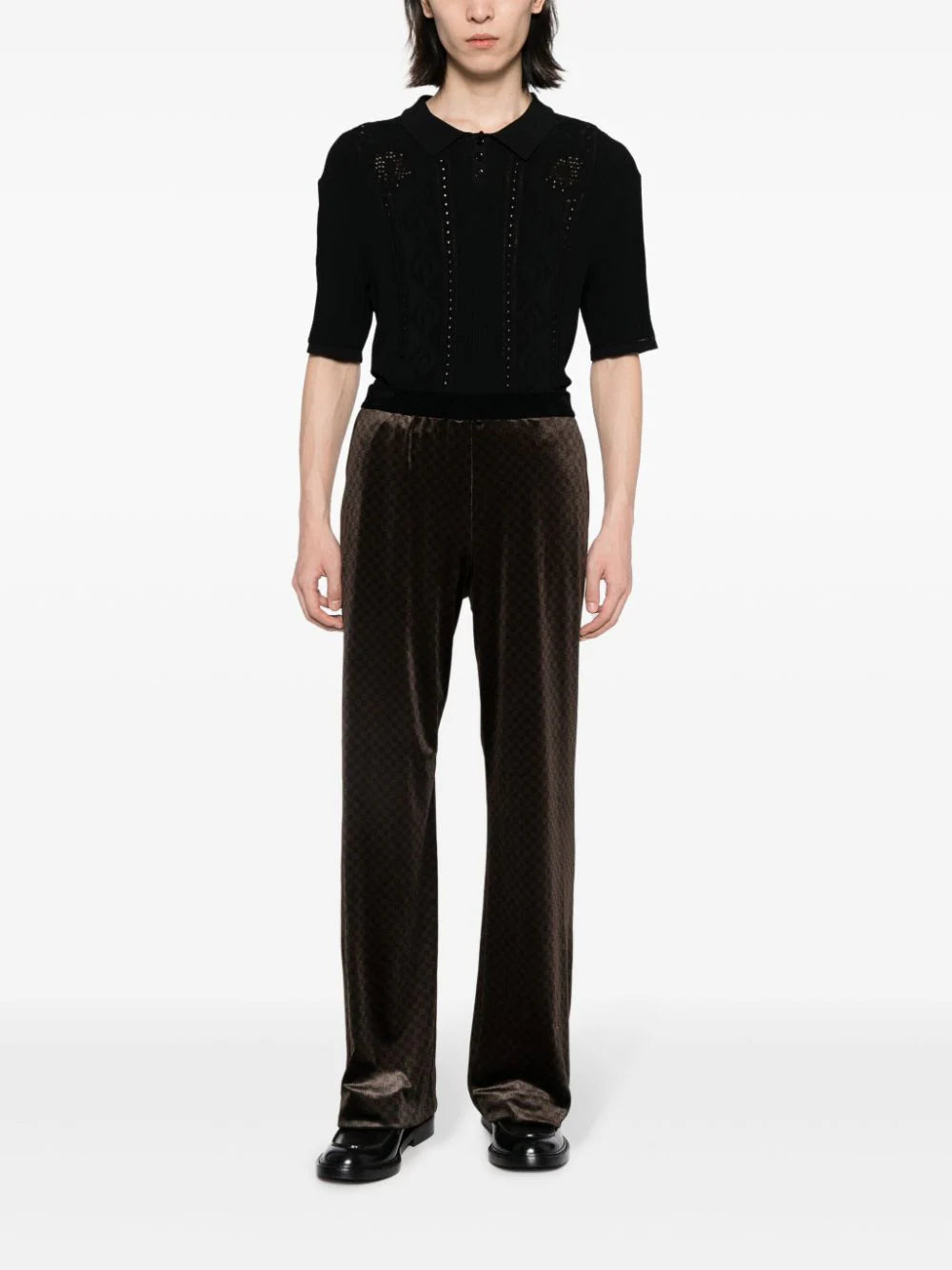 Monogram-Jacquard Straight-Leg Trousers