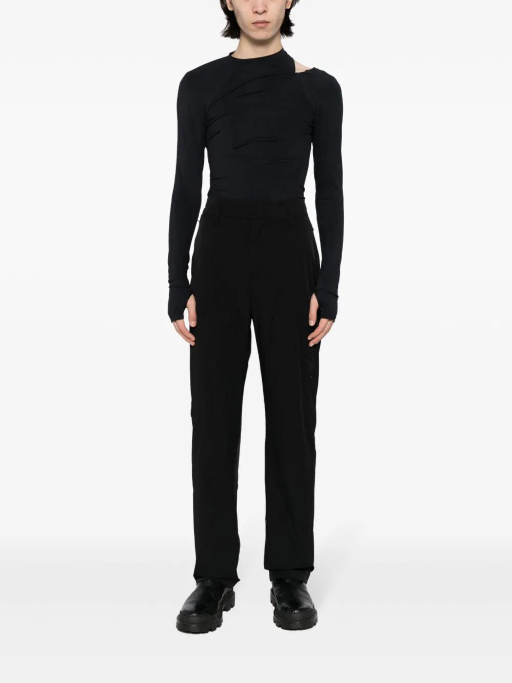 Zip-Detail High-Waist Trousers