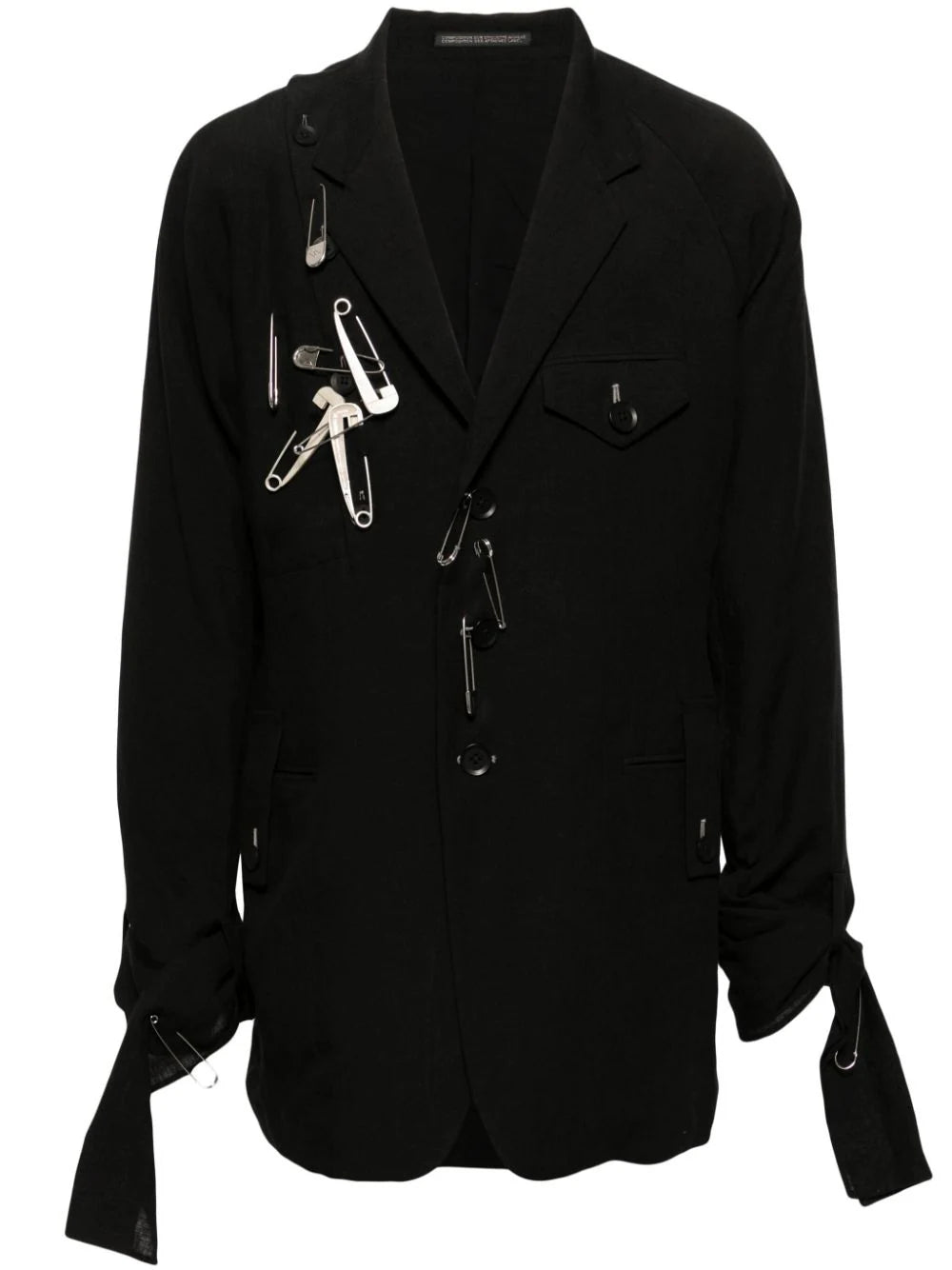 Safety-Pin Embellished Linen Blazer