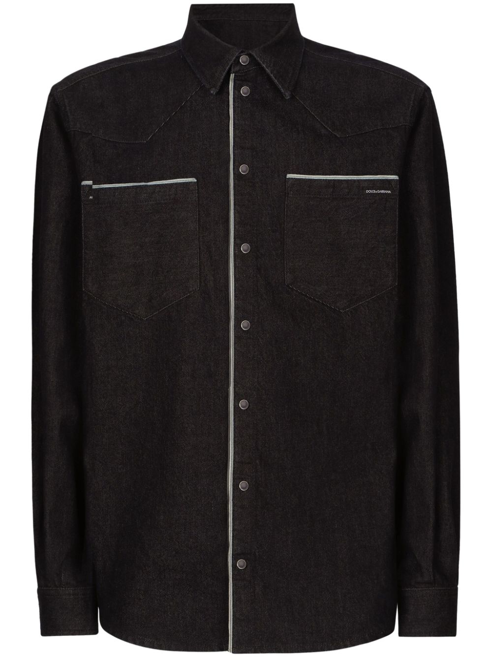 Constrastim-Trim Denim Shirt