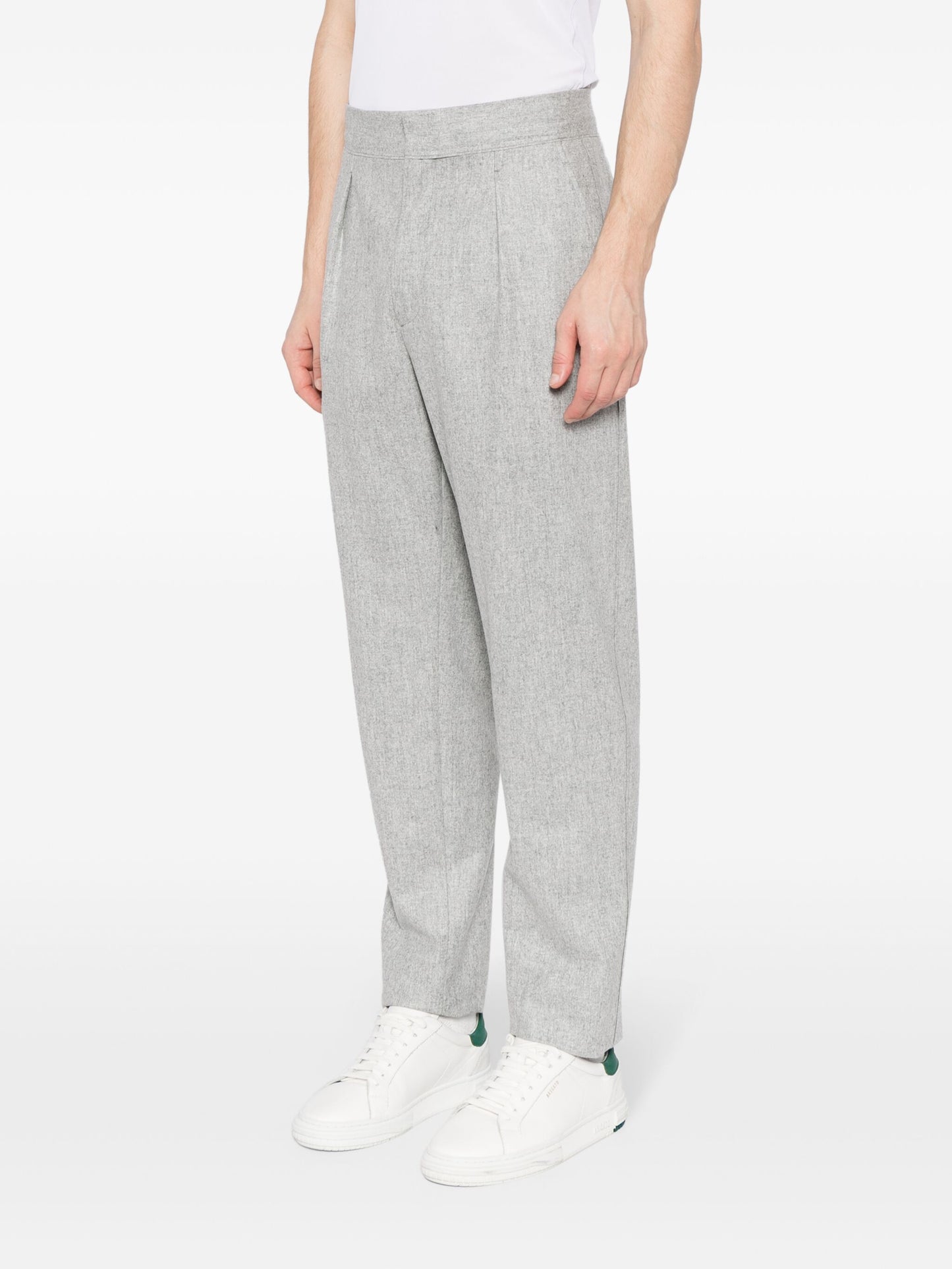 Mélange-Effect Tapered Wool Trousers