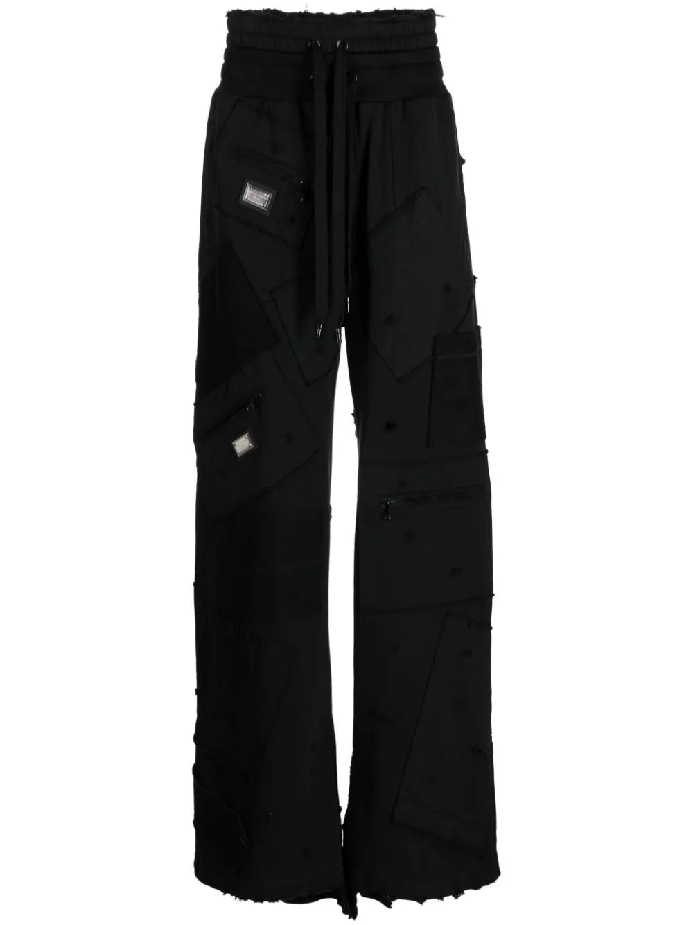 Patchwork Wide-Leg Track Pants