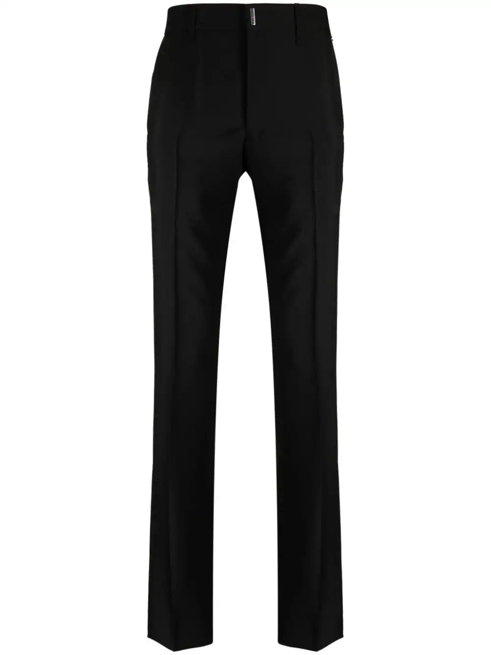 Pleat-Detail Straight-Leg Trousers