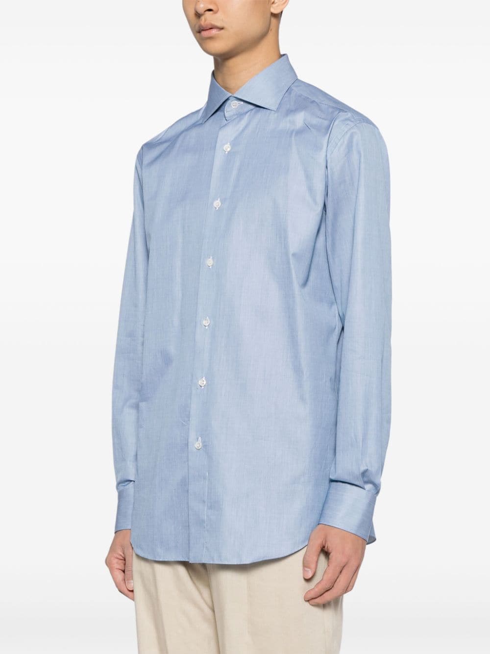 Cutaway-Collar Cotton Shirt