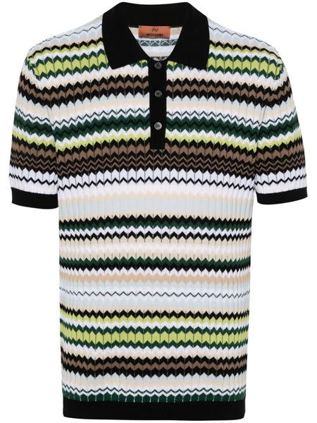 Zigzag Woven Design Polo Shirt