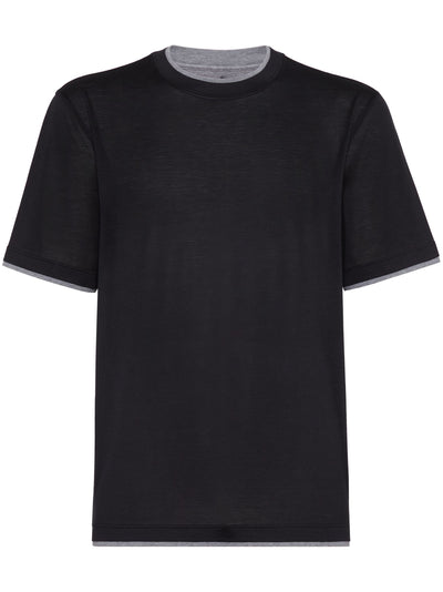 Layered-Effect Silk-Cotton T-Shirt