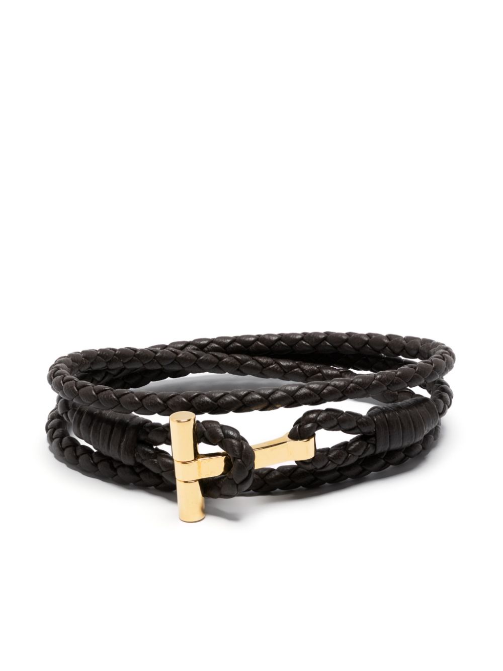 T-Plaque Leather Bracelet