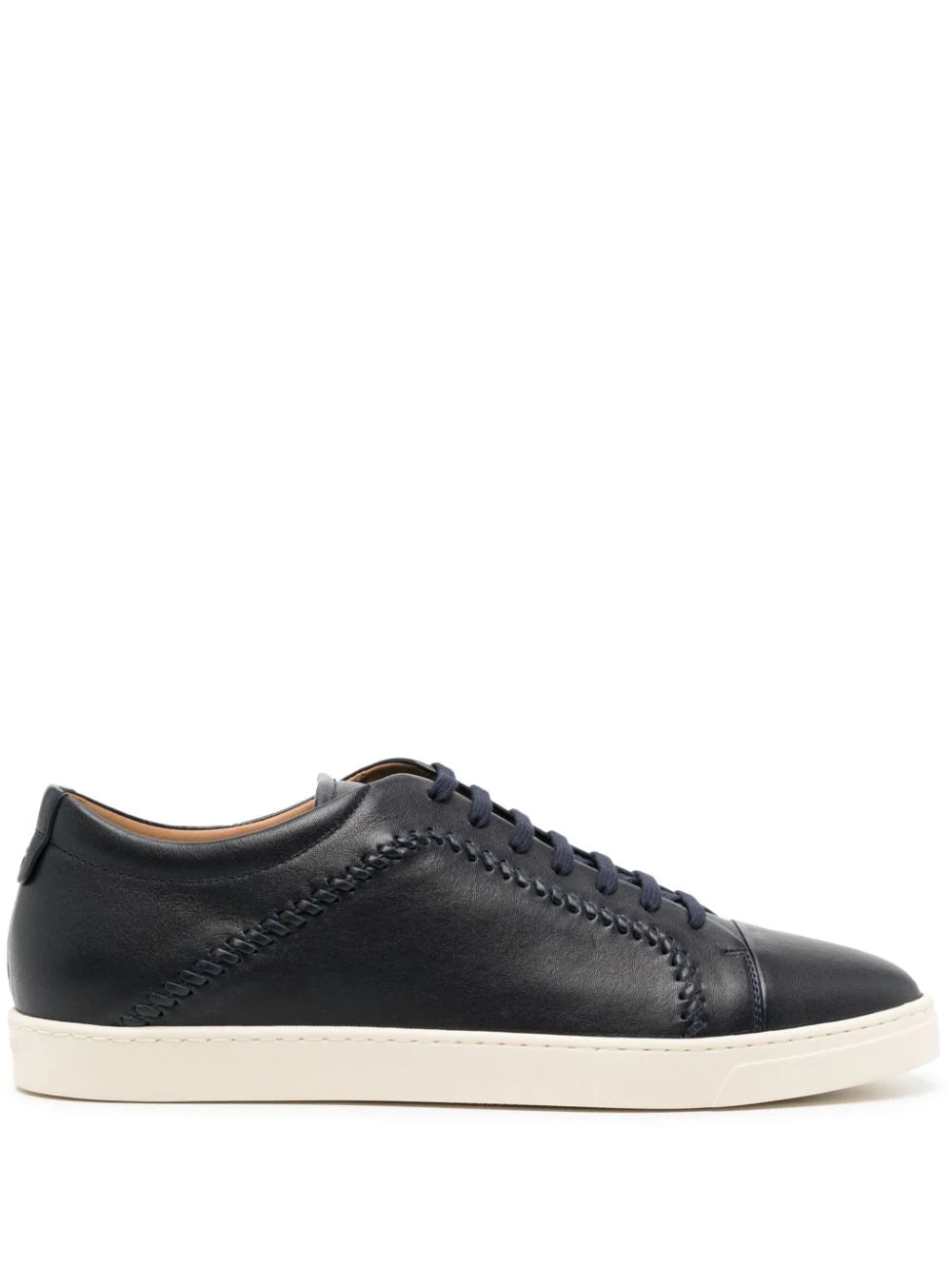 Whipstitch-Trim Leather Sneakers