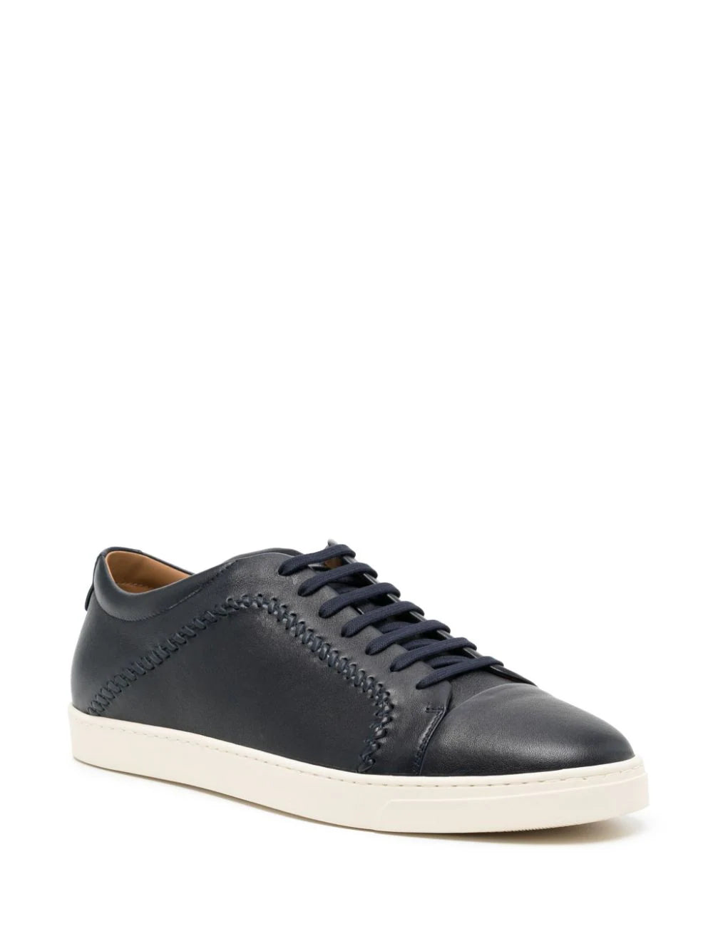 Whipstitch-Trim Leather Sneakers