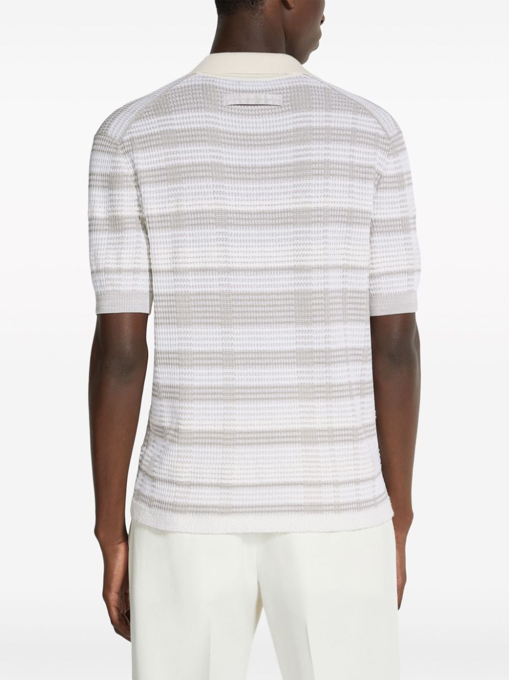 Stripe-Pattern Cotton-Blend Polo Shirt