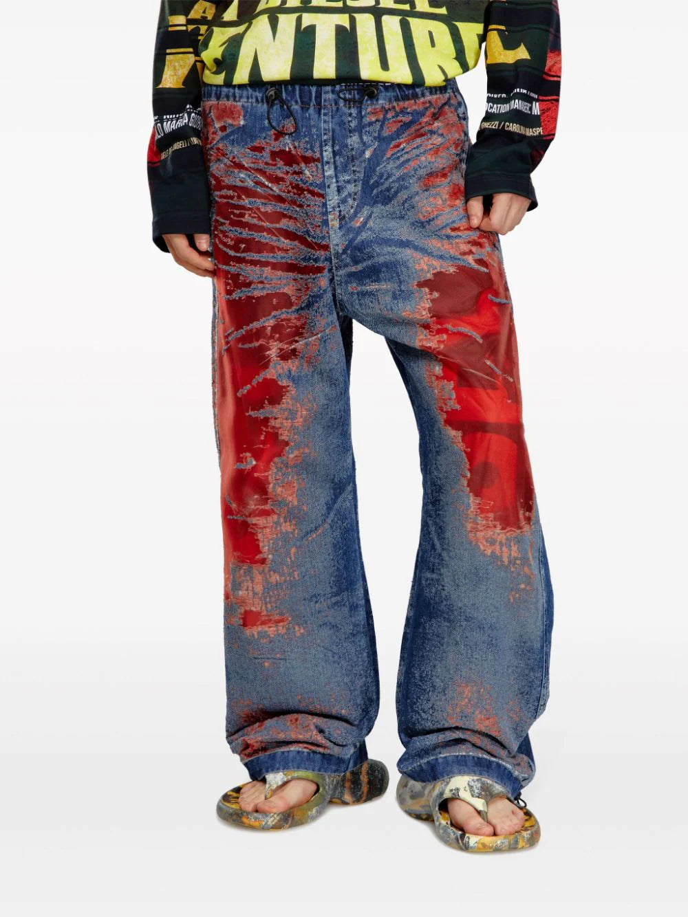 D-Martial Distressed-Effect Cotton Jeans