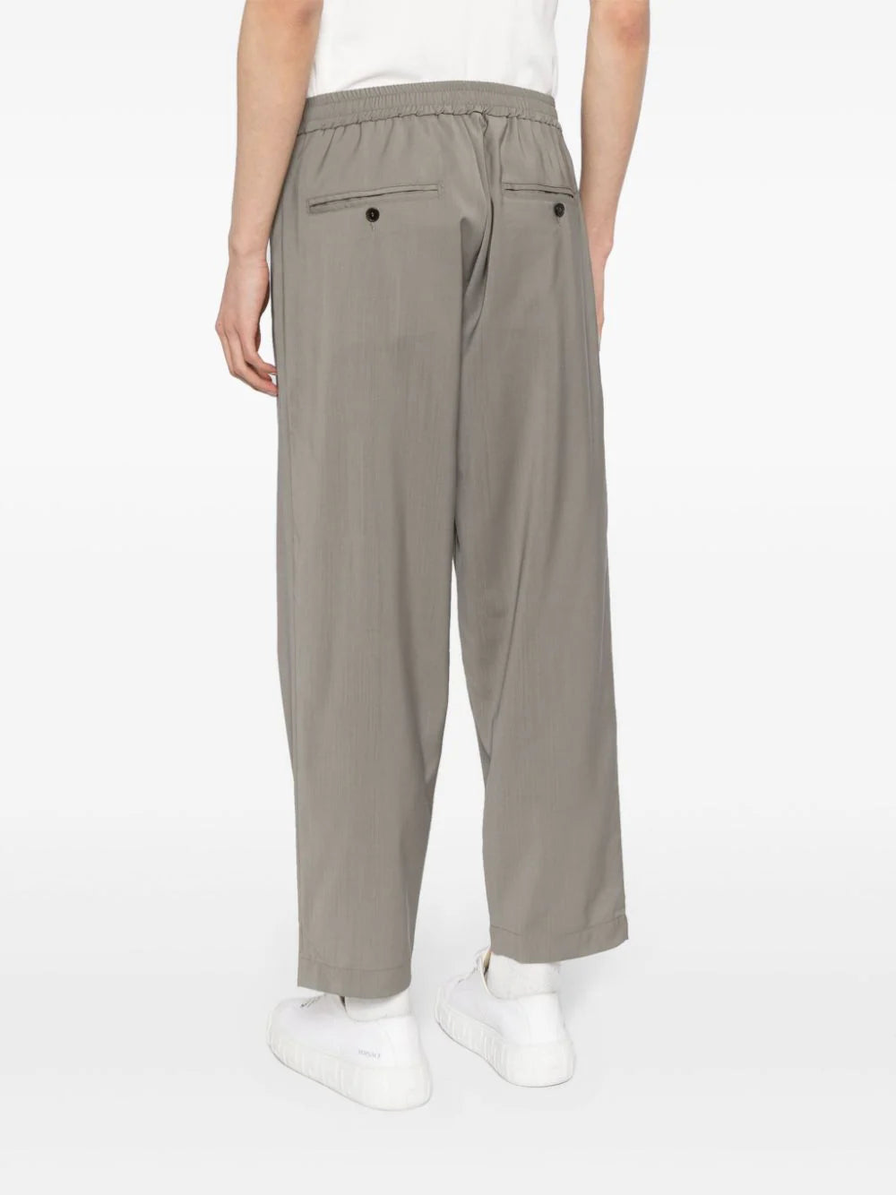 Elasticated-Waistband Straight-Leg Trousers