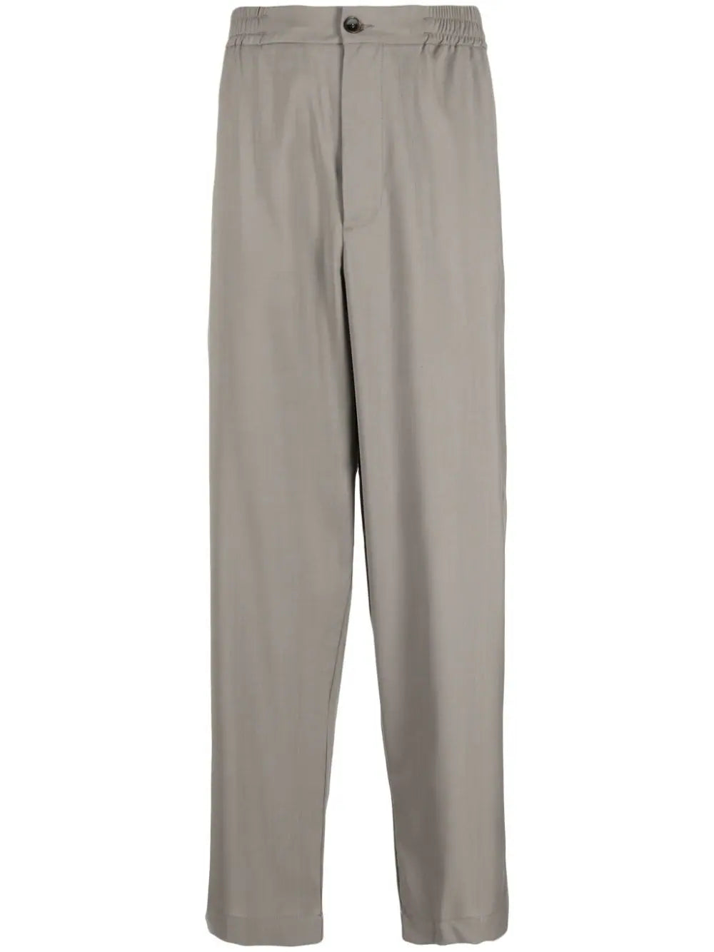 Elasticated-Waistband Straight-Leg Trousers