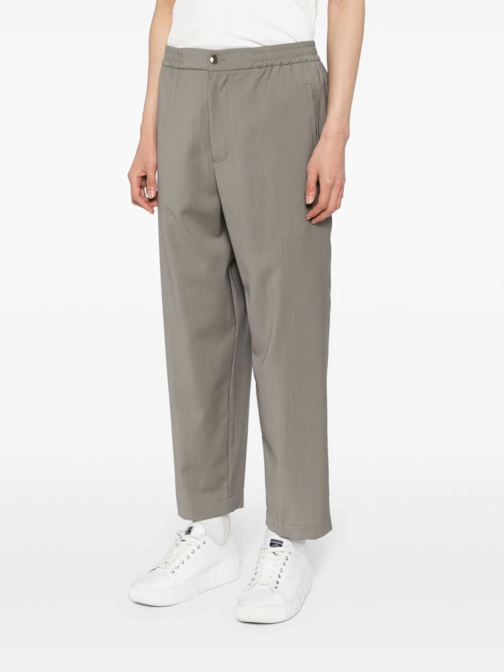 Elasticated-Waistband Straight-Leg Trousers