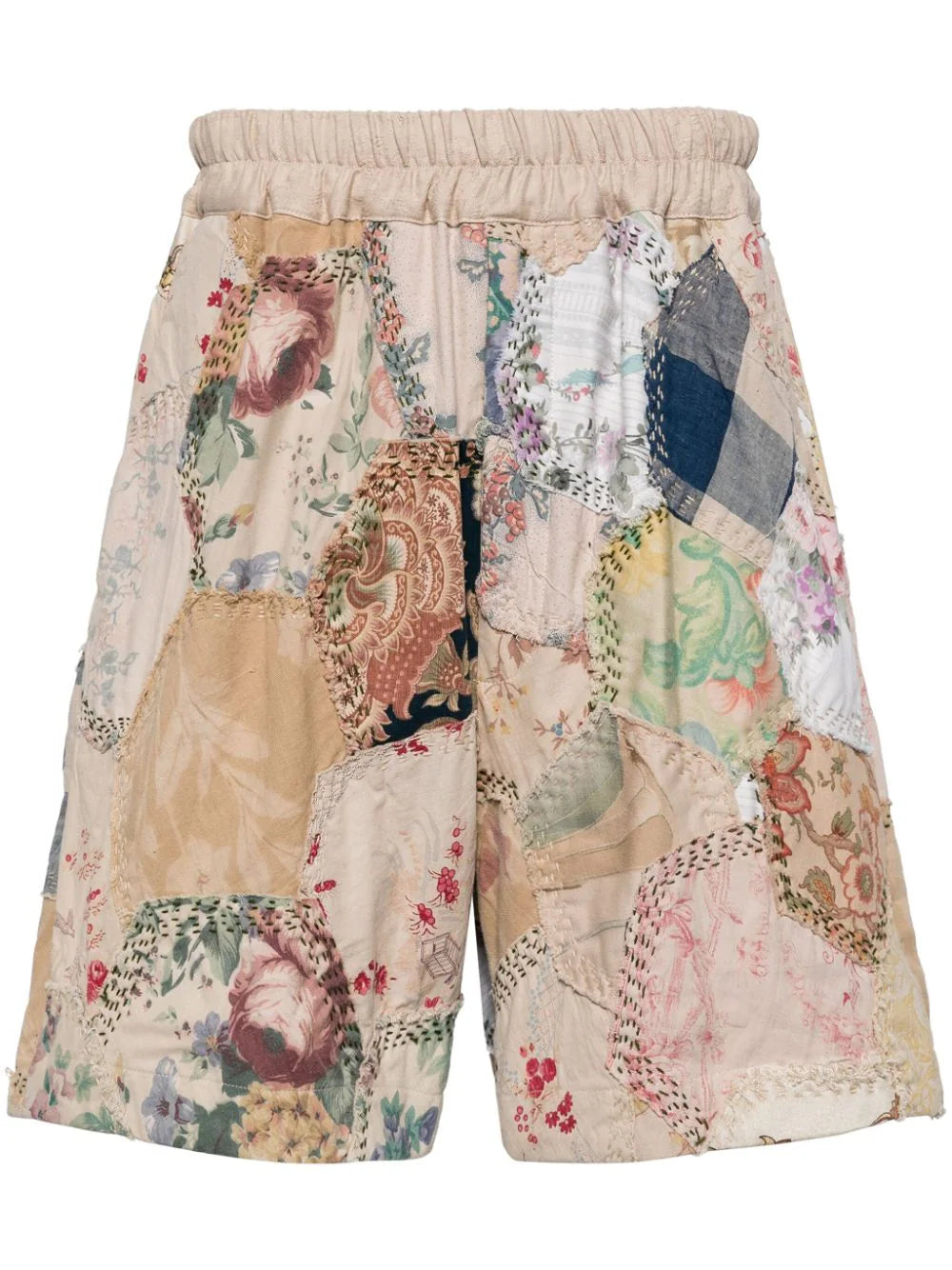 Patchwork Cotton Track Shorts