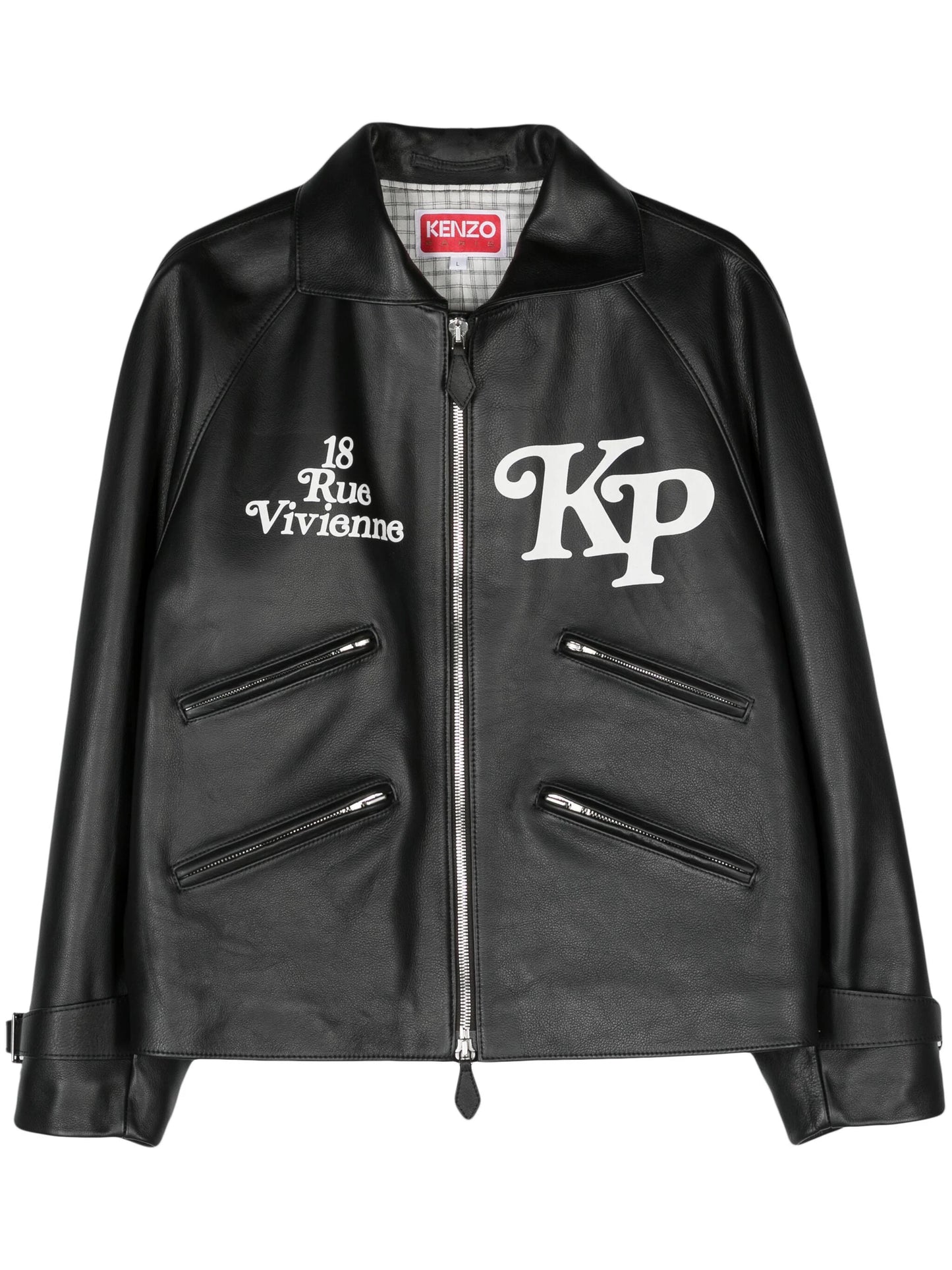 X Verdy Logo-Print Leather Jacket