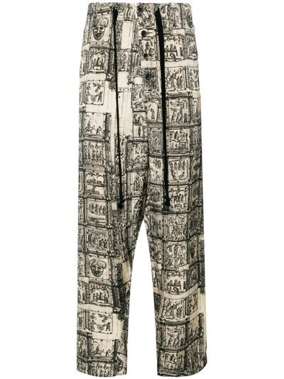 Graphic-Print Straight-Leg Trousers