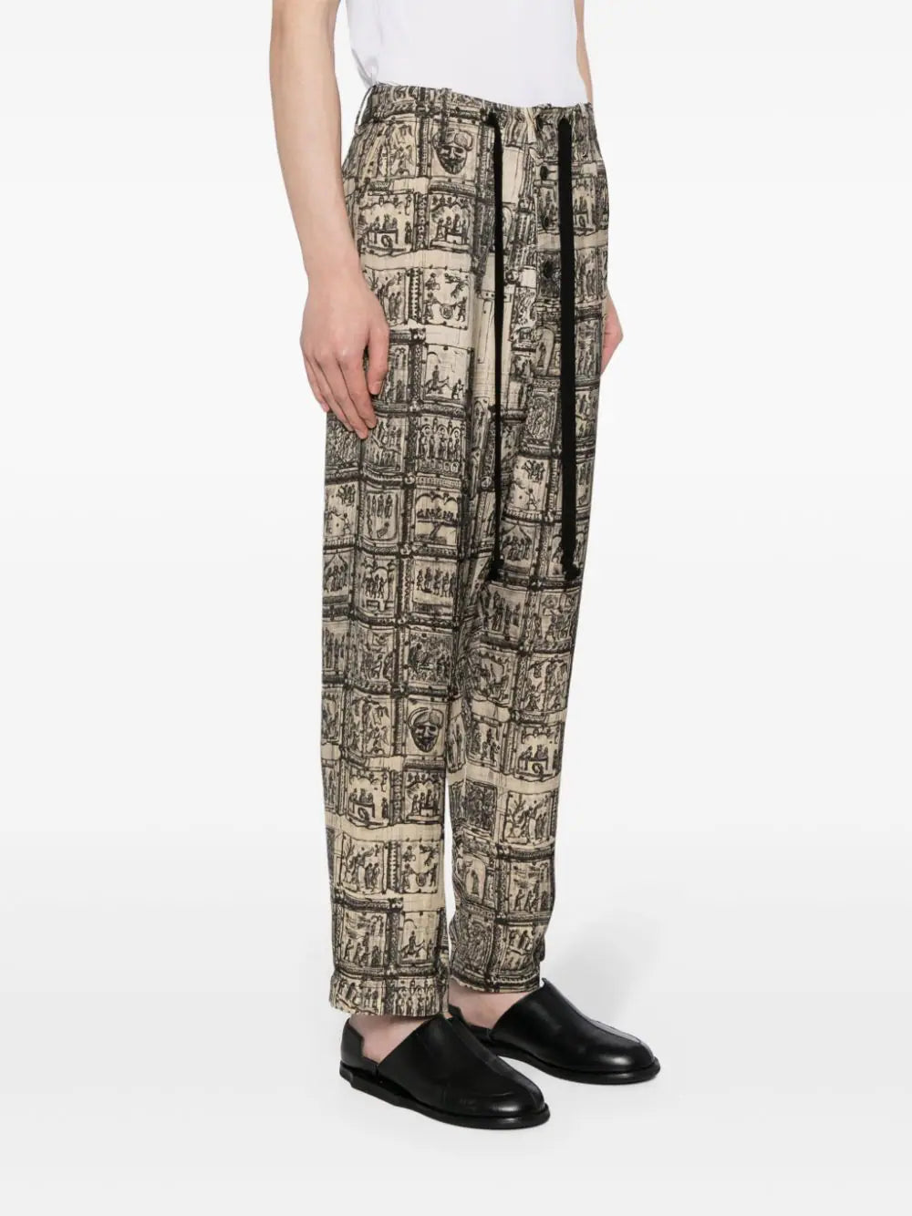 Graphic-Print Straight-Leg Trousers