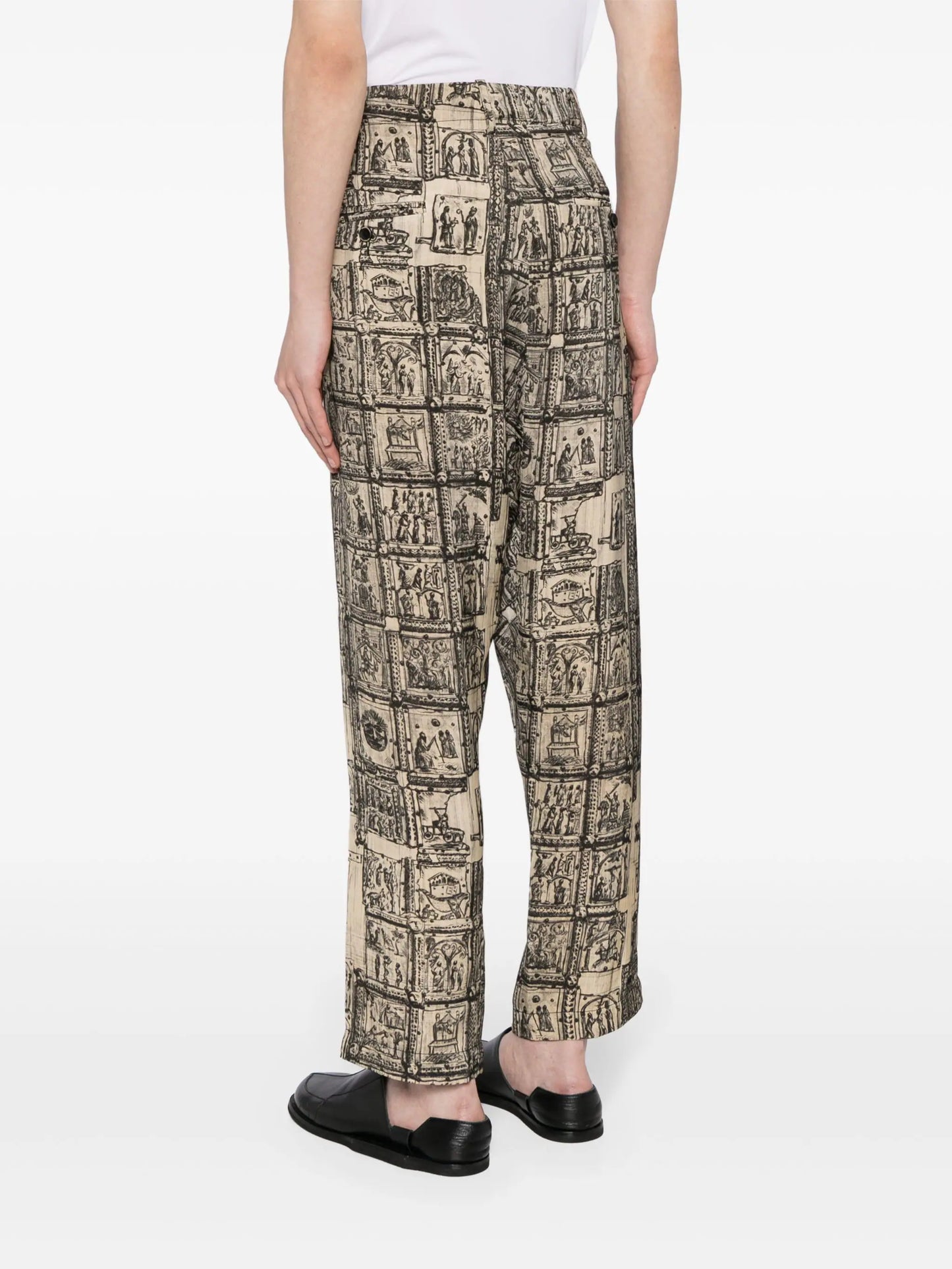 Graphic-Print Straight-Leg Trousers