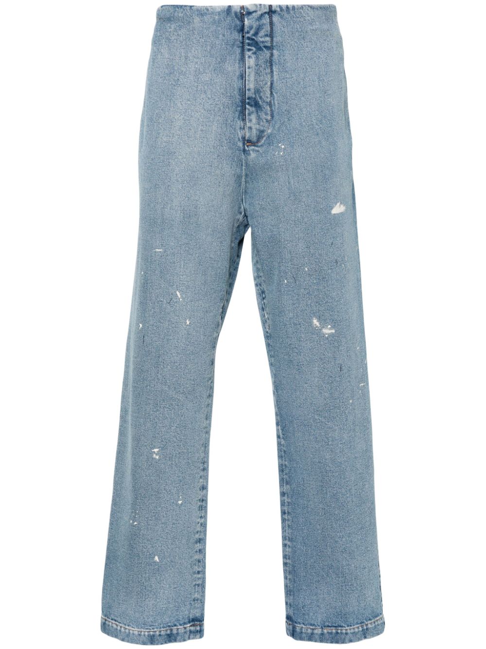 Paint-Splatter Straight-Leg Jeans