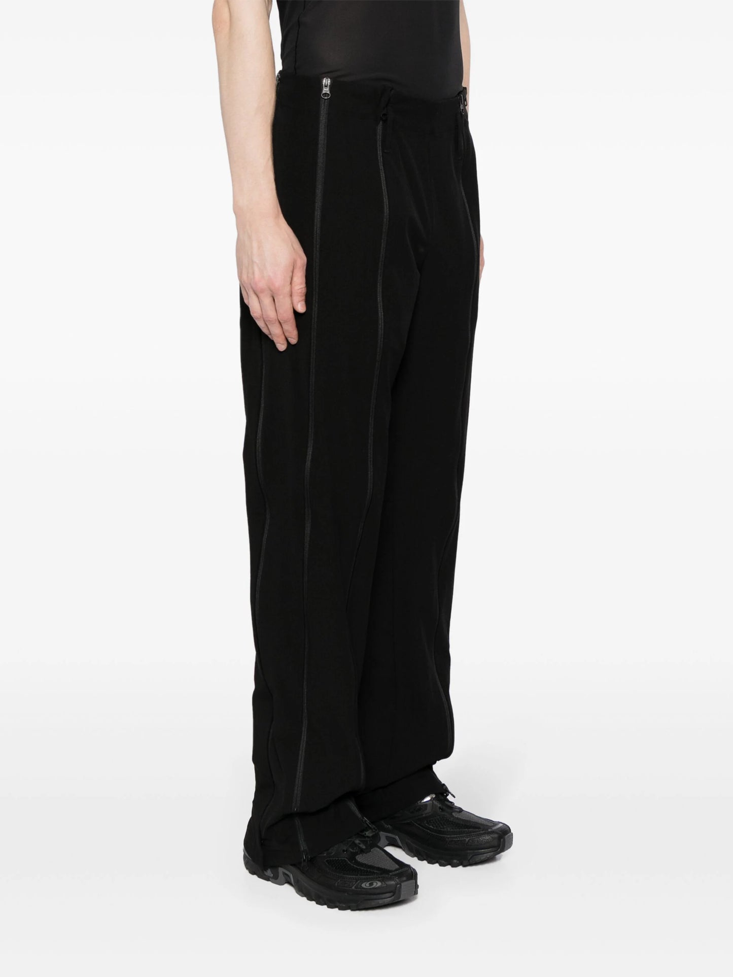 Zip-Up Cotton-Blend Trousers