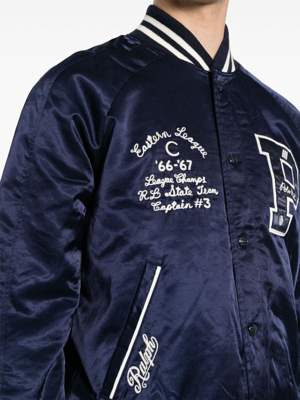 Logo-Appliqué Satin Bomber Jacket