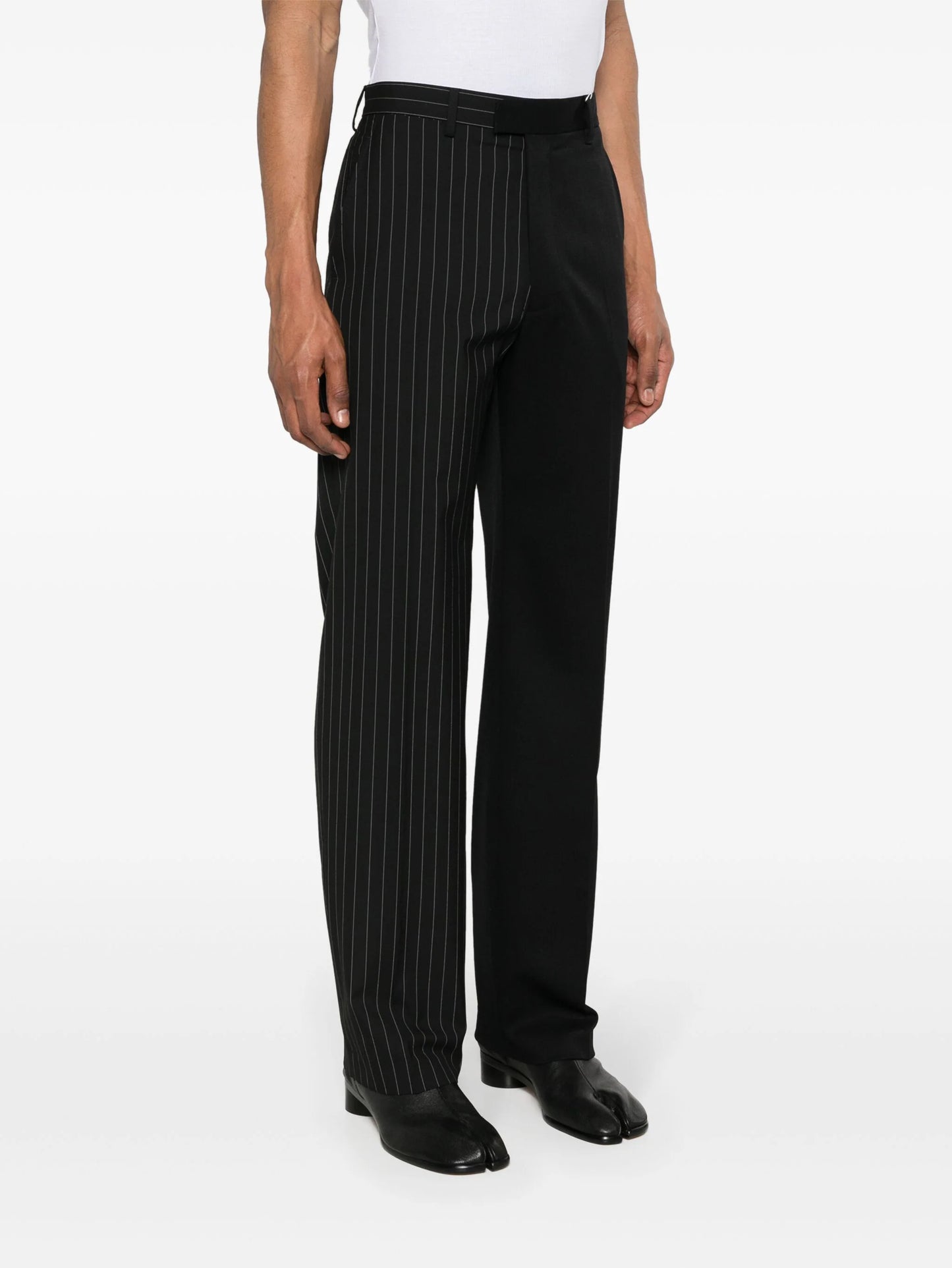 Pinstripe Straight-Leg Trousers