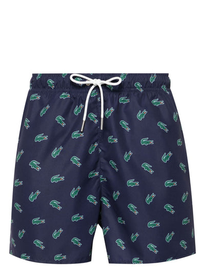 Crocodile-Print Drawstring Swim Shorts