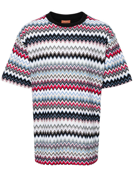 Zigzag-Woven Cotton T-Shirt