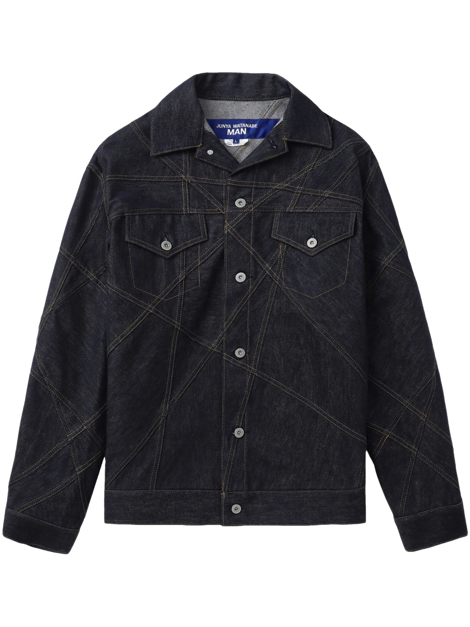 Black denim jacket contrast stitching best sale