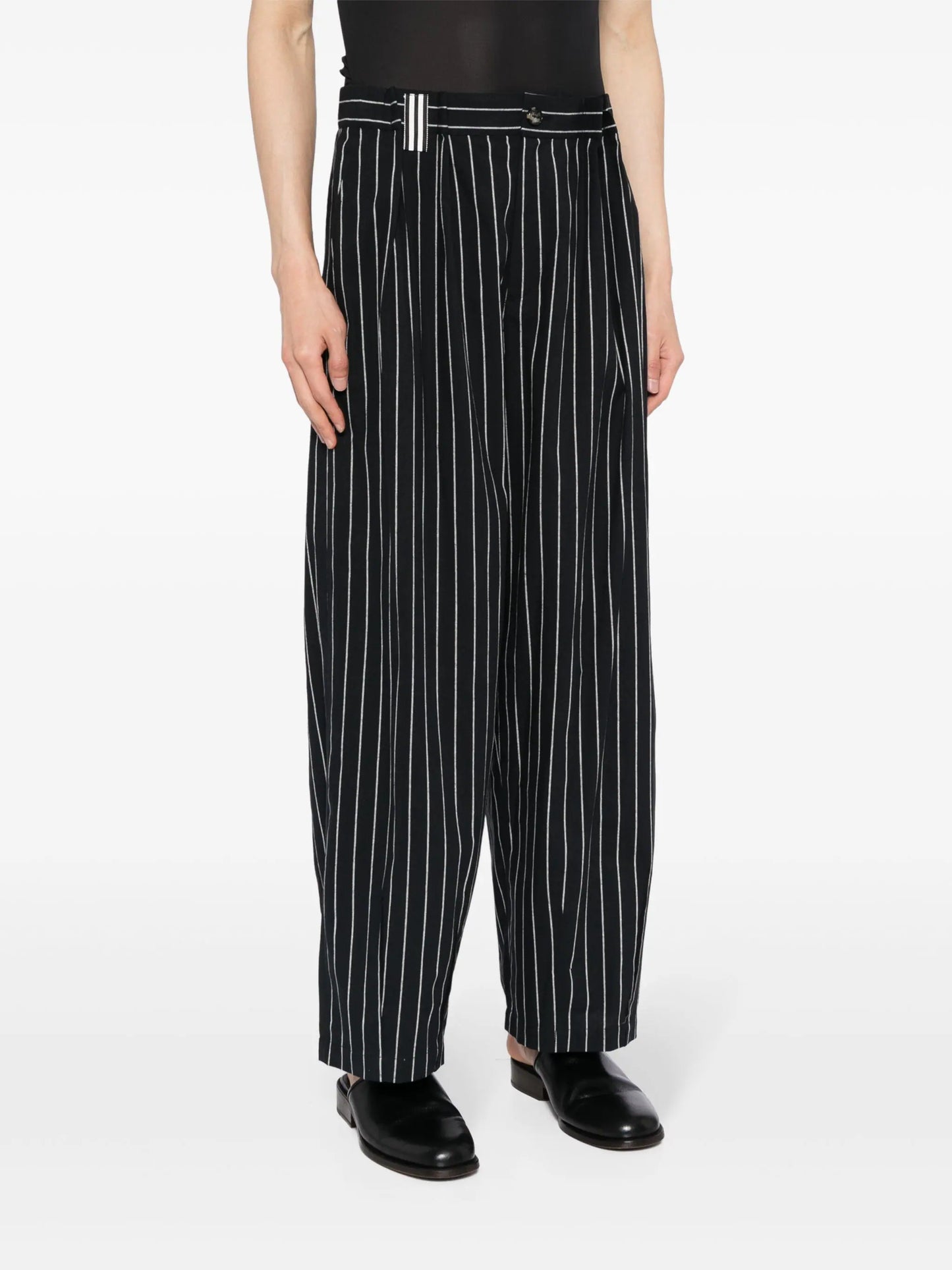 Pinstripe-Pattern Wide-Leg Trousers