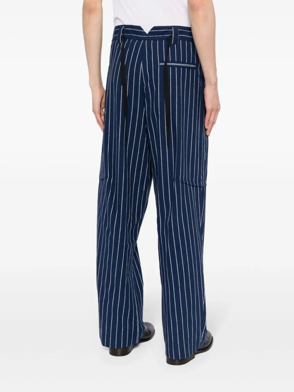 Pinstripe-Pattern Wide-Leg Trousers